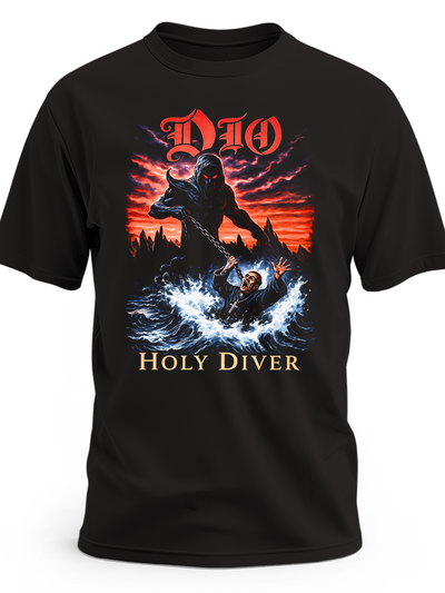 Czarna koszulka Dio z motywem Holy Diver