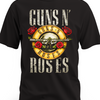 Czarna koszulka Guns N’ Roses z klasycznym logo, różami i rewolwerami