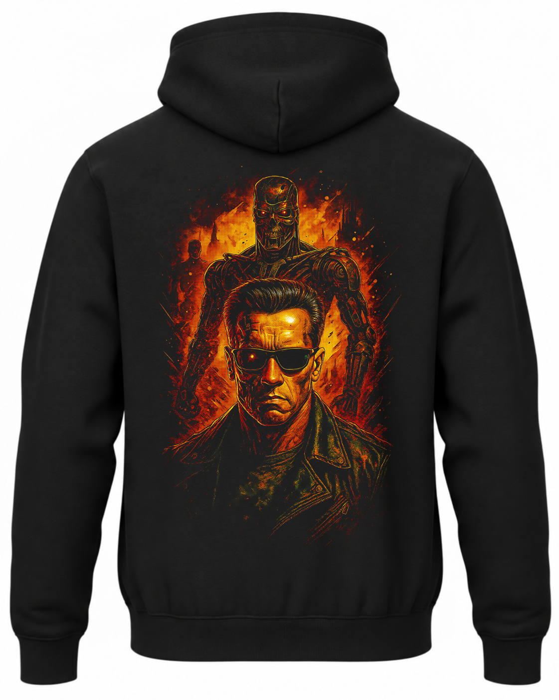 Czarna bluza z kapturem i nadrukiem na plecach: Terminator