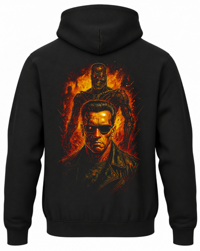 Czarna bluza z kapturem i nadrukiem na plecach: Terminator
