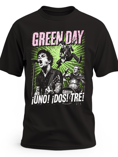 Czarna koszulka Green Day z zielonym nadrukiem Dookie