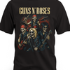 Czarna koszulka Guns N’ Roses z nadrukiem szkieletowego zespołu muzycznego