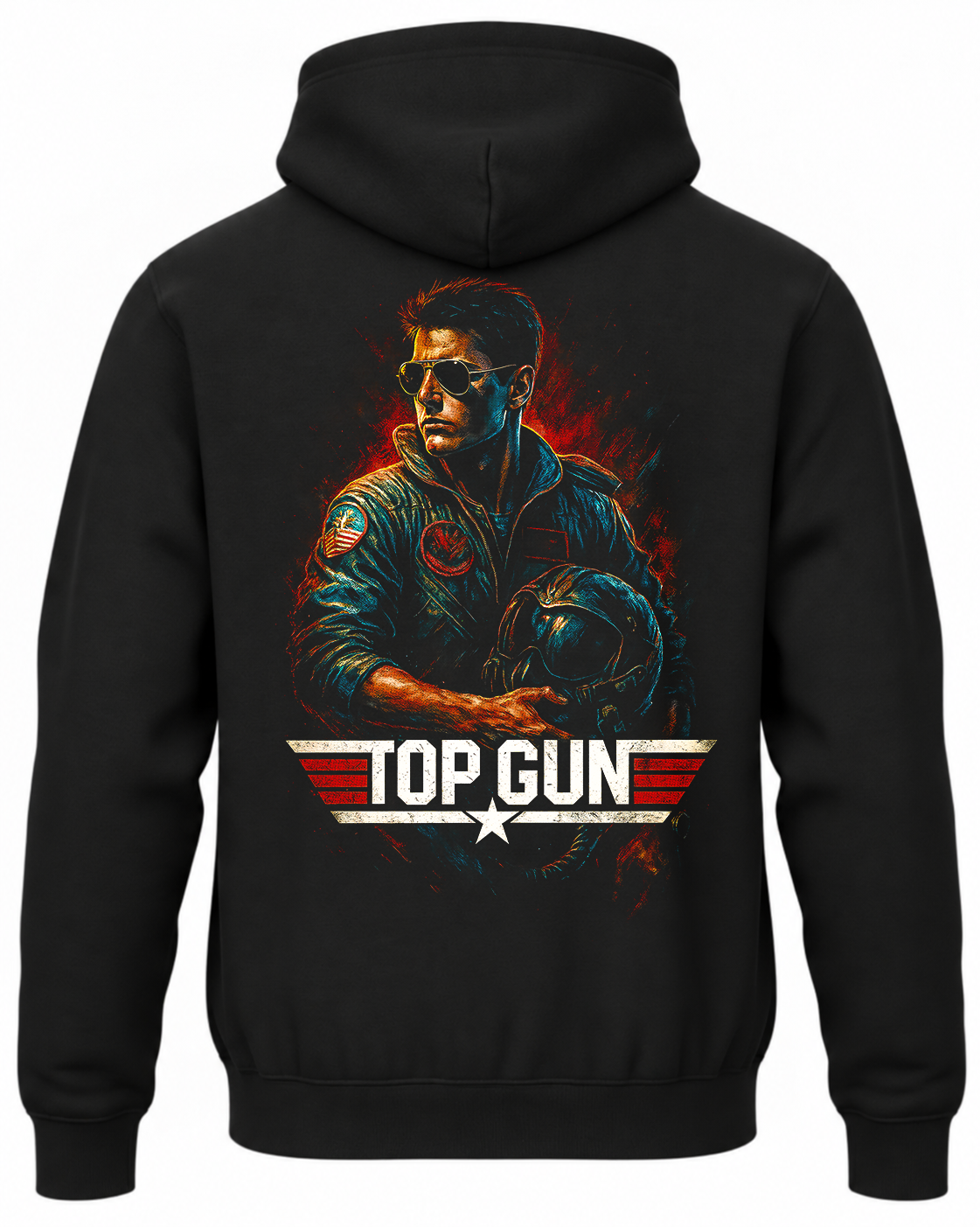 Czarna bluza z kapturem i nadrukiem na plecach: Top Gun – Maverick