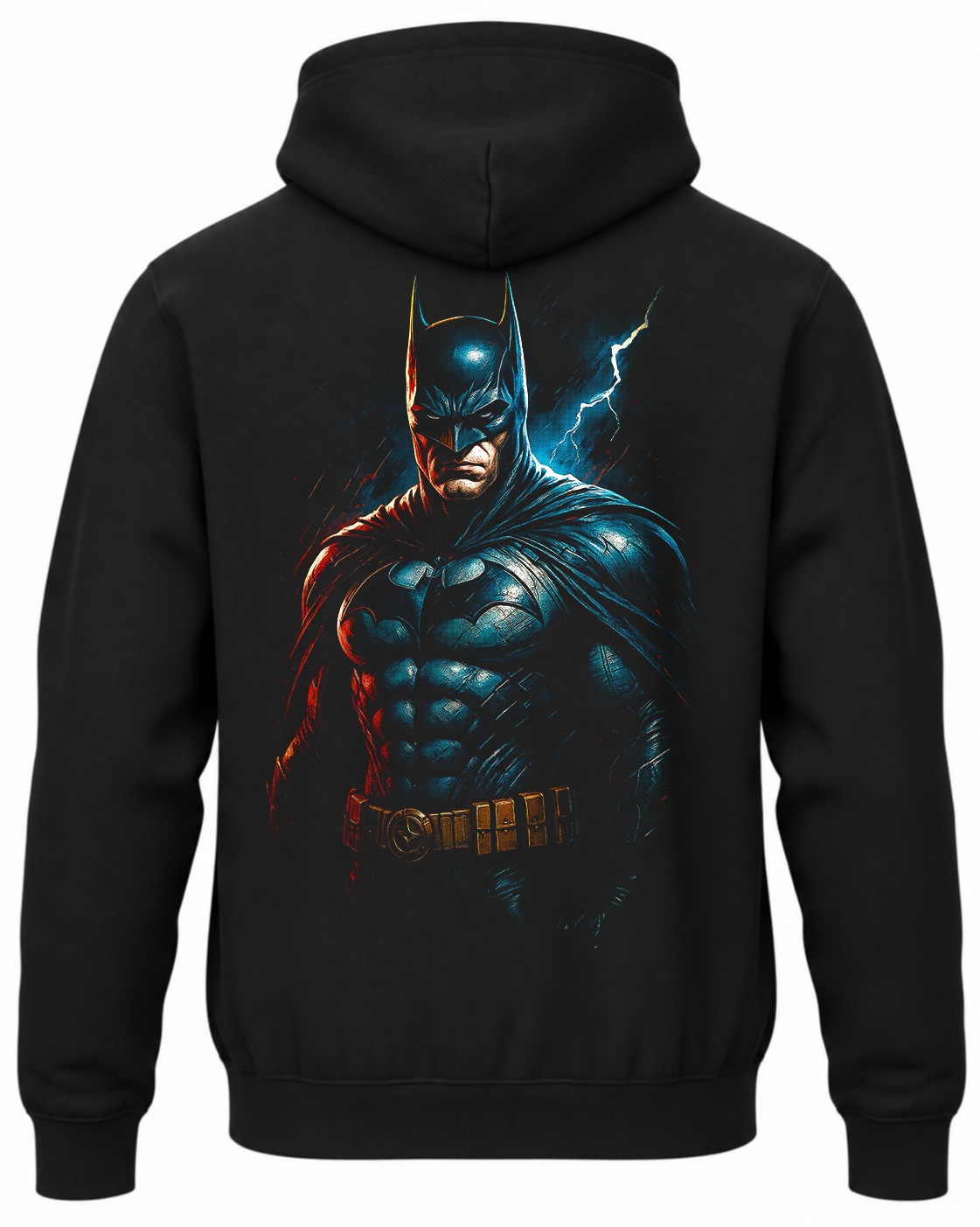 Czarna bluza z kapturem i nadrukiem na plecach: Batman