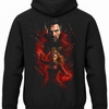 Czarna bluza z kapturem i nadrukiem na plecach: Doctor Strange i Scarlet Witch