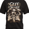 Czarna koszulka Ozzy Osbourne z jasnym portretem i białym napisem