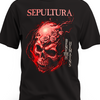 Czarna koszulka Sepultura z białym logo i czerwoną czaszką
