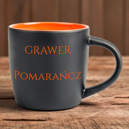 Kubek z pomarańczowym grawerem dla zakochanych | Personalizowany prezent