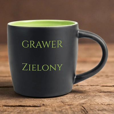 Kubek z zielonym grawerem dla zakochanych | Personalizowany prezent