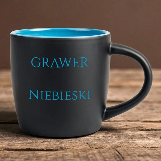 Kubek z kotem personalizowany - grawer niebieski #84