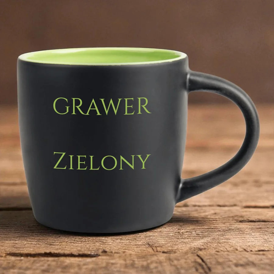 Kubek z kotem personalizowany - grawer zielony #88