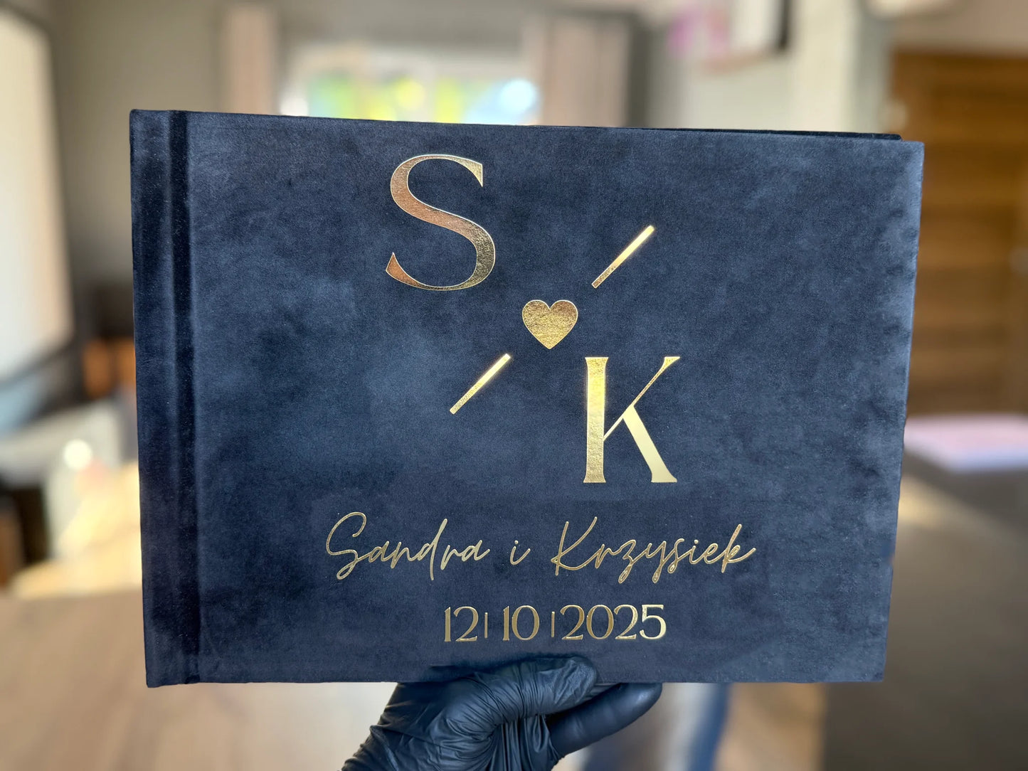 Piękna księga gości welur kolor czarny - na ślub