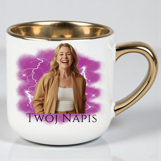 Kubek dla mamy 400 ml ze złotym rantem | Elegancki personalizowany prezent