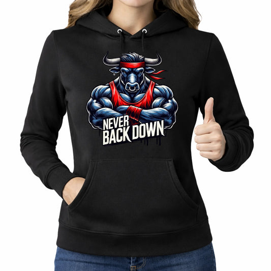 Bluza z nadrukiem damska z kapturem czarna 290g