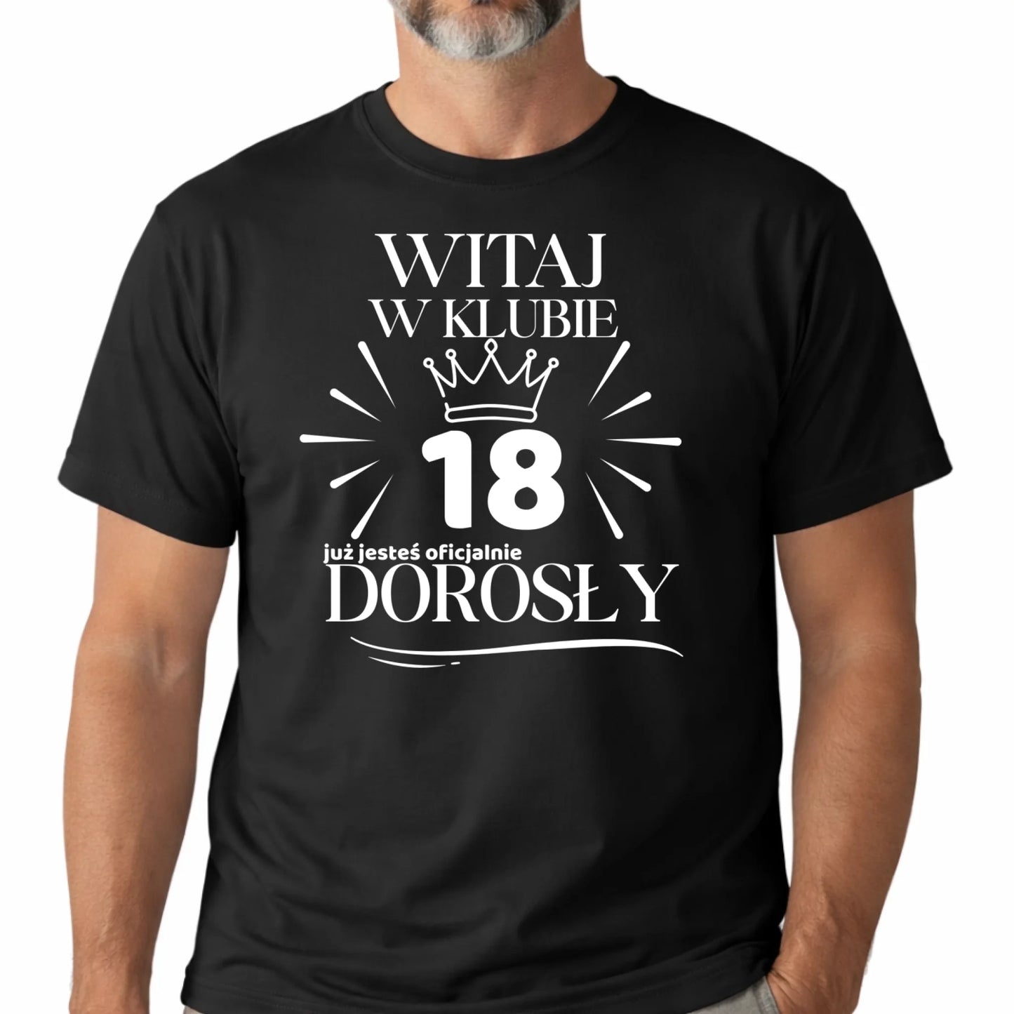 Koszulka na 18 urodziny dla chłopaka oficjalnie dorosły czarna