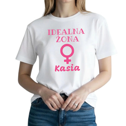 Prezent dla Żony - personalizowana koszulka z napisem idealna Żona + imię