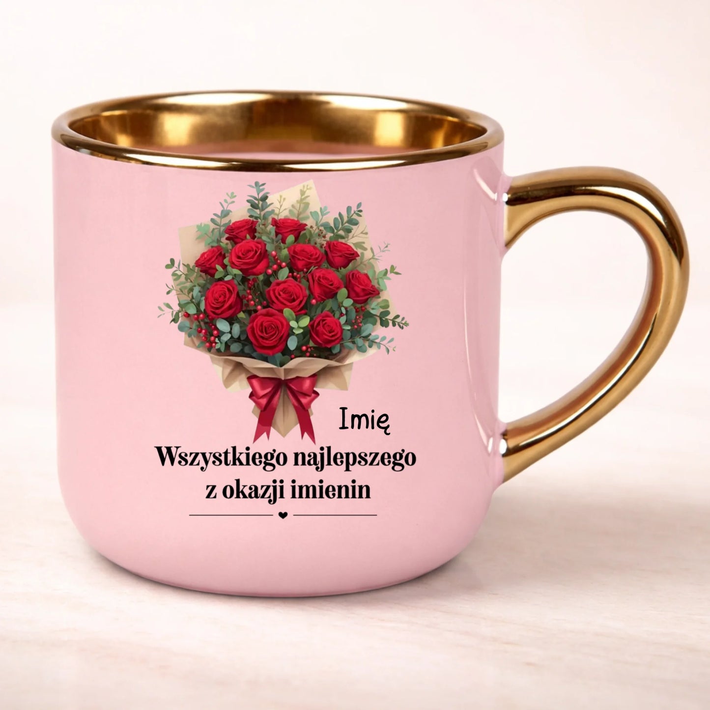 kubek personalizowany z nadrukiem 400ml rozowy