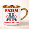 Prezent na walentyki kubek 400ml z nadrukiem gołębi razem sramy na wszystko dla zakochanych