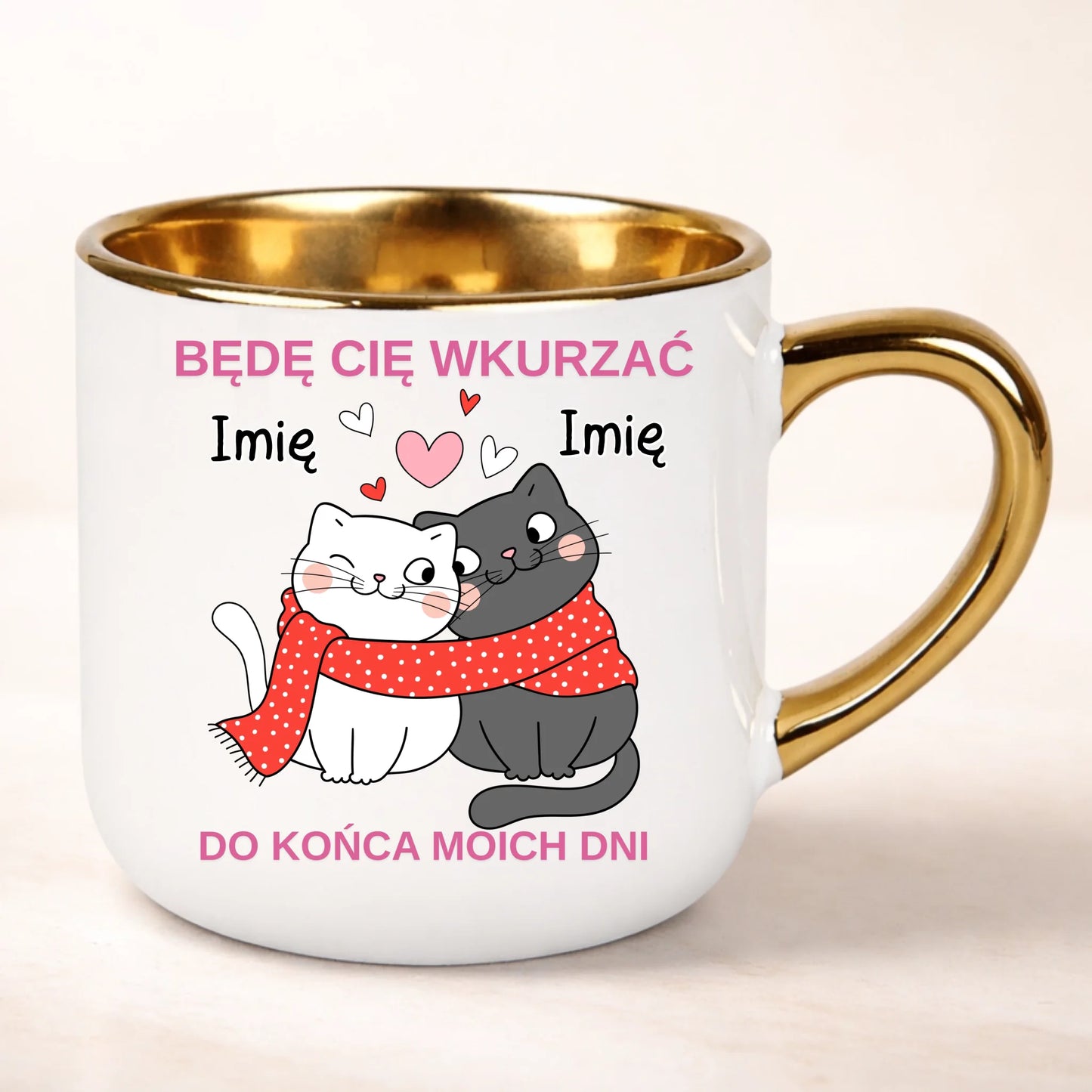 Prezent na walentyki kubek 400ml z nadrukiem będę Cię wkurzać do końca moich dni personalizowany