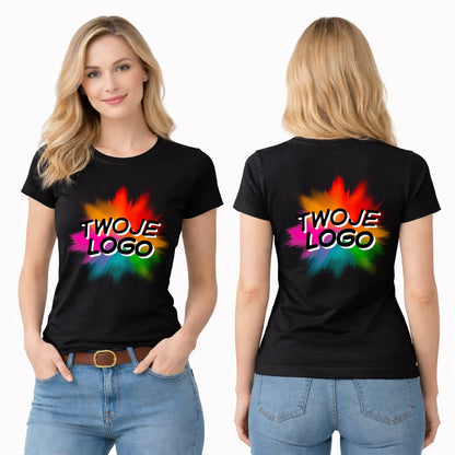 Koszulka damska z własnym nadrukiem czarna 170 gram