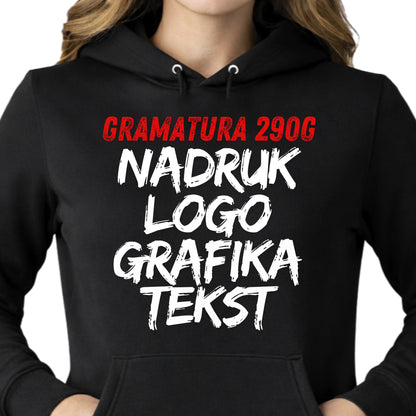 Bluza damska z własnym nadrukiem czarna 290g personalizowana