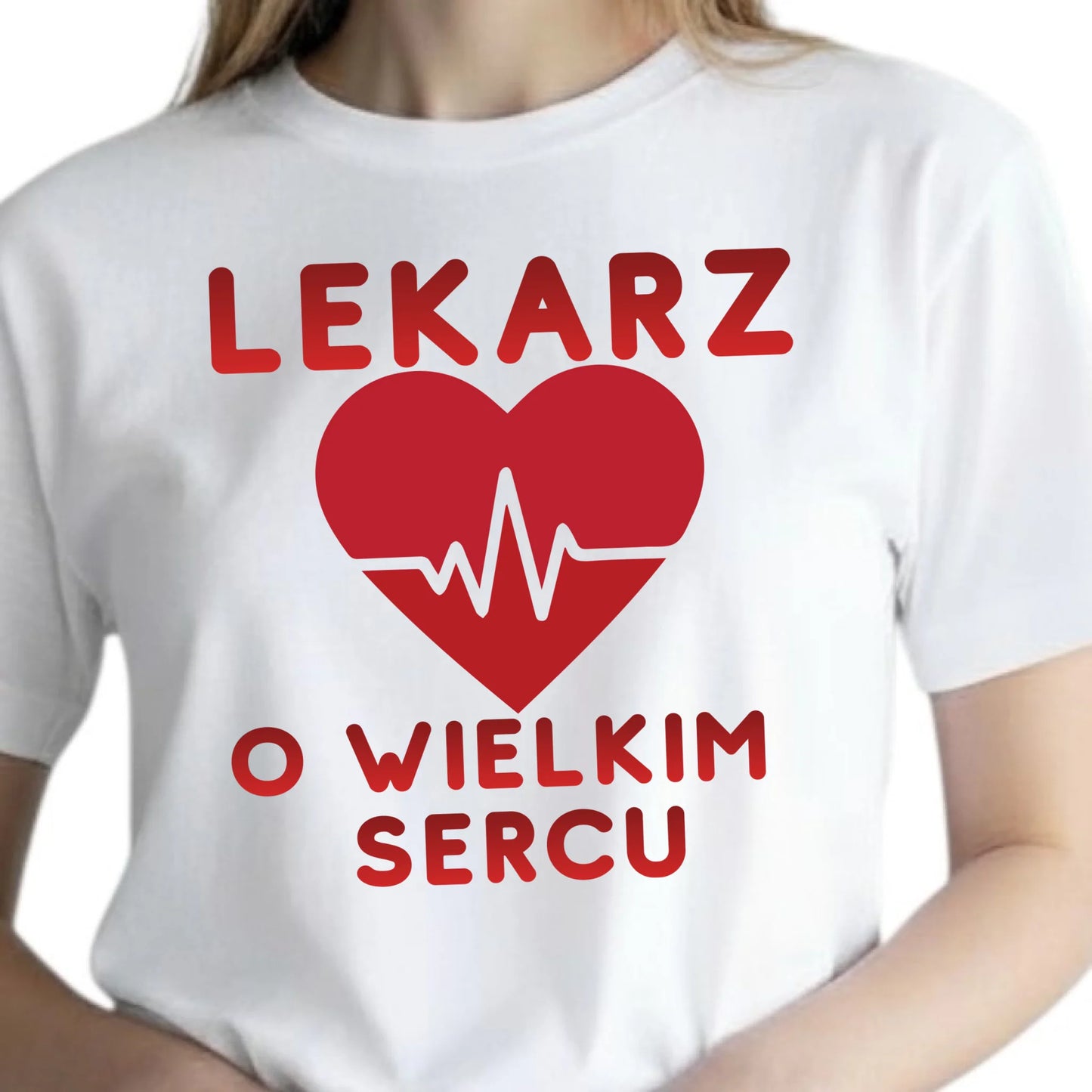 Prezent dla lekarza koszulka damska z nadrukiem lekarz o wielkim sercu
