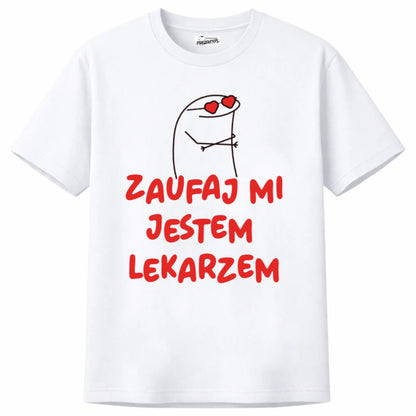 Prezent dla lekarza koszulka męska z nadrukiem zaufaj mi jestem lekarzem