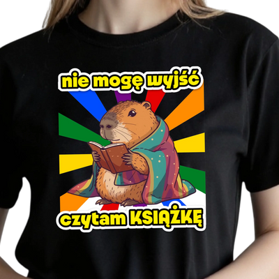 Prezent dla mola książkowego koszulka damska z nadrukiem nie mogę wyjść czytam książkę