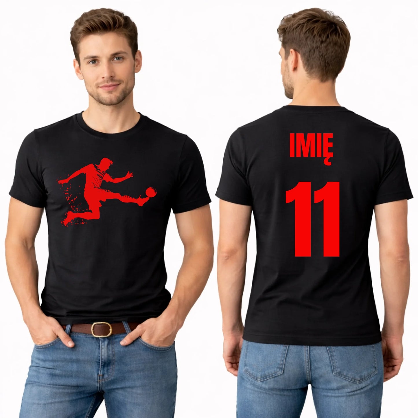 Koszulka dla piłkarza z imieniem na plecach i numerem czarna