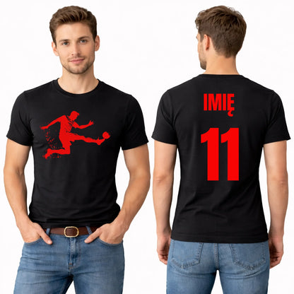 Koszulka dla piłkarza z imieniem na plecach i numerem czarna
