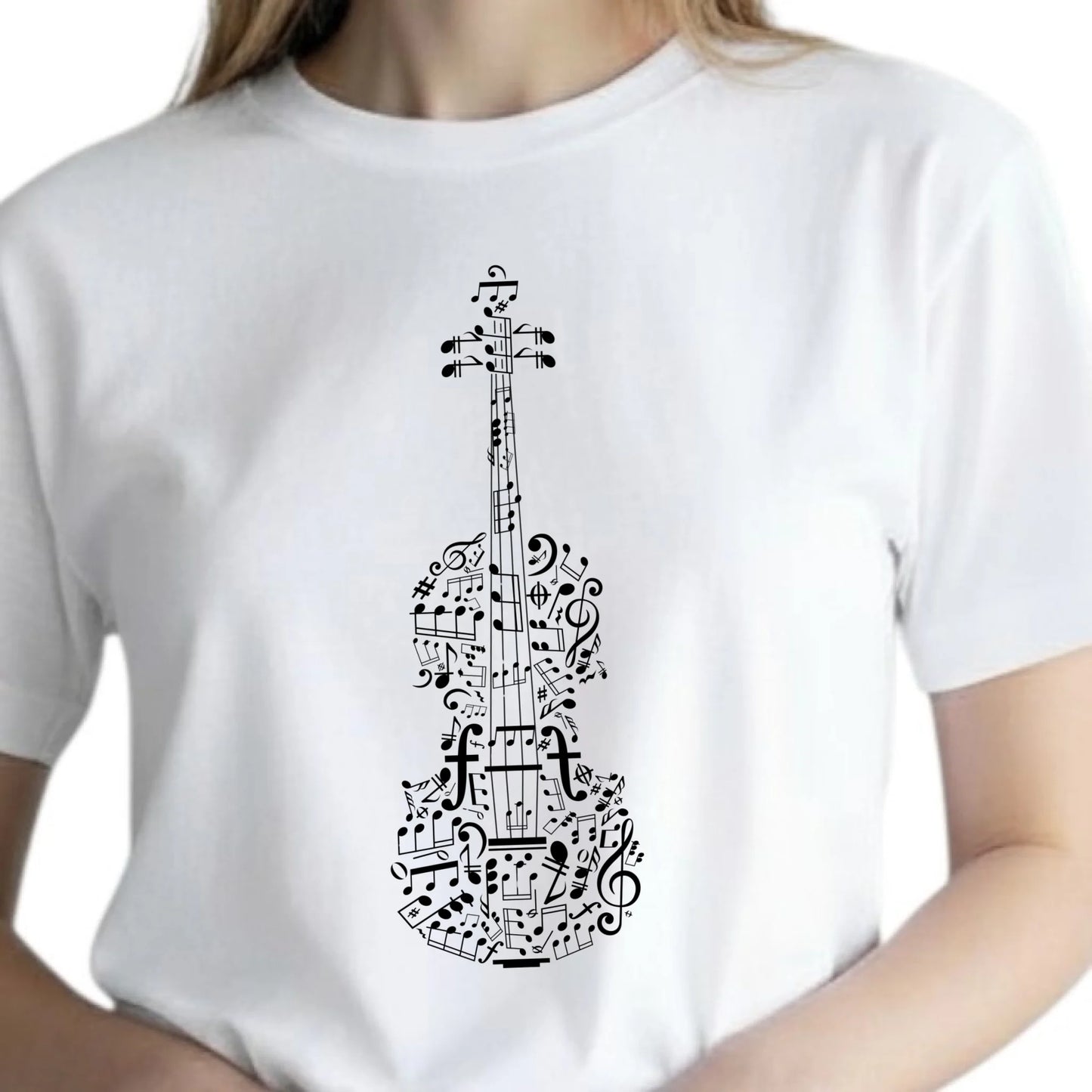Prezent dla muzyka koszulka damska z nadrukiem skrzypiec