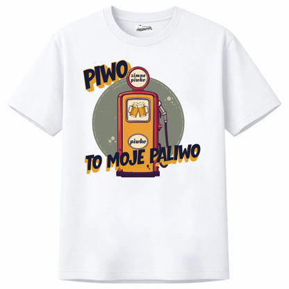 Prezent dla piwosza koszulka męska z nadrukiem piwo to moje paliwo