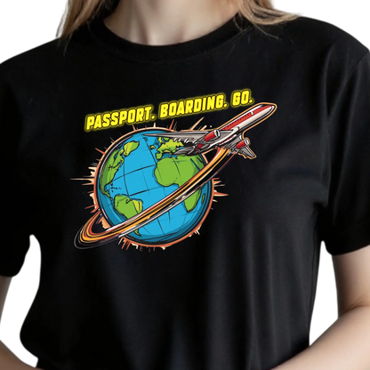 Prezent dla podróżniczki koszulka damska passport boarding go