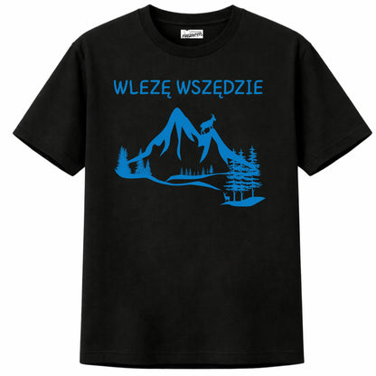 Prezent dla podróżnika koszulka męska z nadrukiem wlezę wszędzie