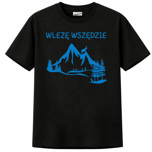 Prezent dla podróżnika koszulka męska z nadrukiem wlezę wszędzie