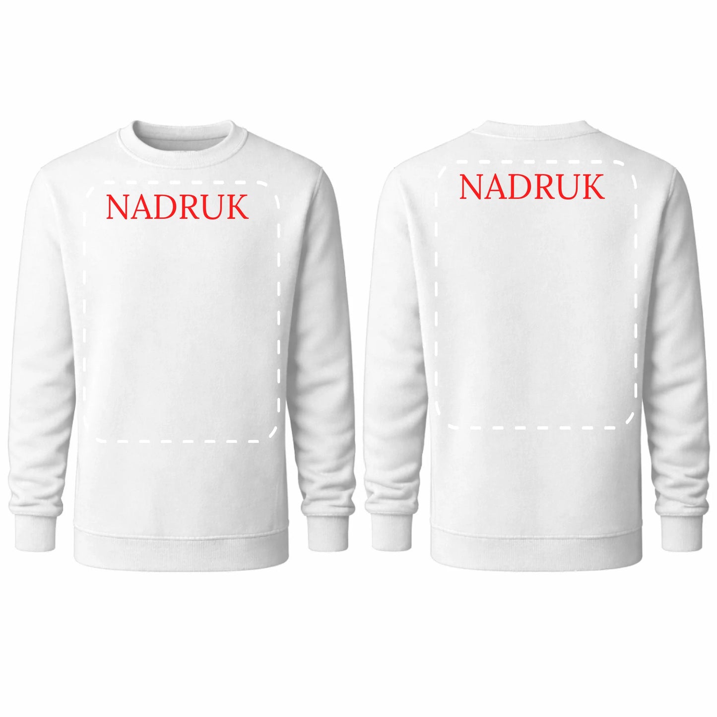 bluza reklamowa dla firm z nadrukiem bez kaptura biala