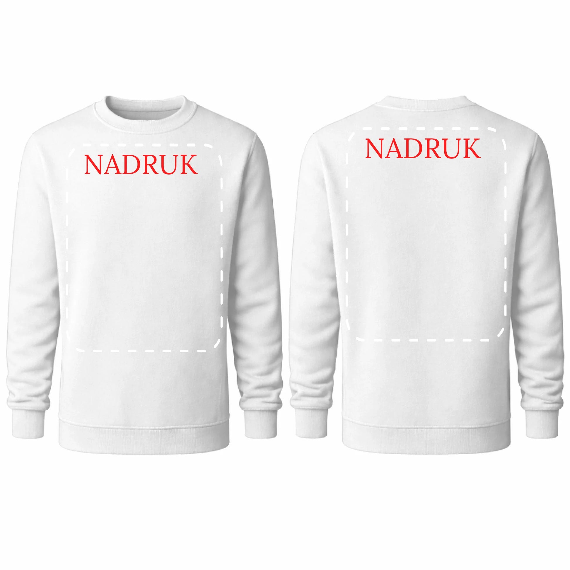 bluza reklamowa dla firm z nadrukiem bez kaptura biala