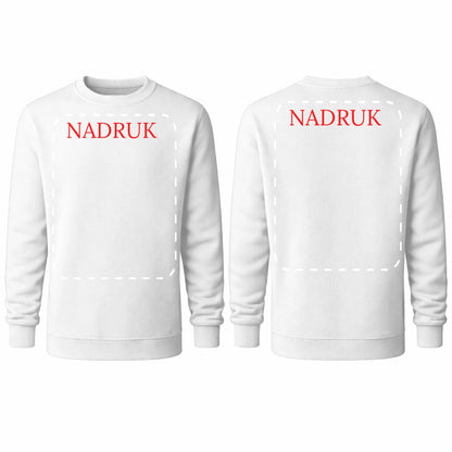 bluza reklamowa dla firm z nadrukiem bez kaptura biala