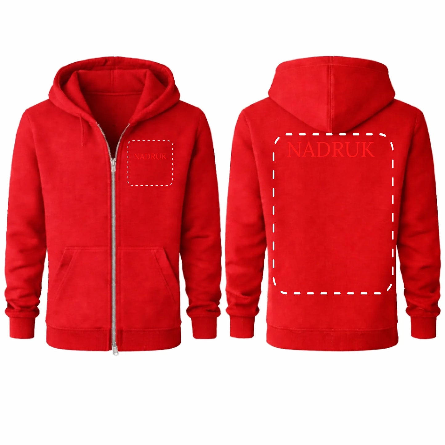 bluza reklamowa męska z kaputrem rozpinana z kapturem czerwona