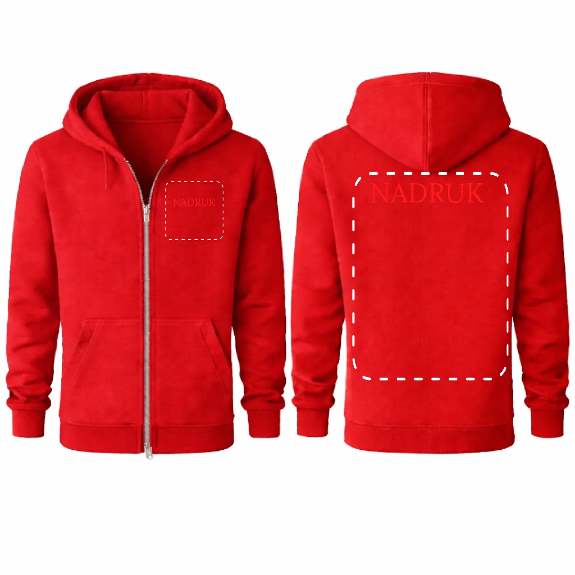 bluza reklamowa męska z kaputrem rozpinana z kapturem czerwona