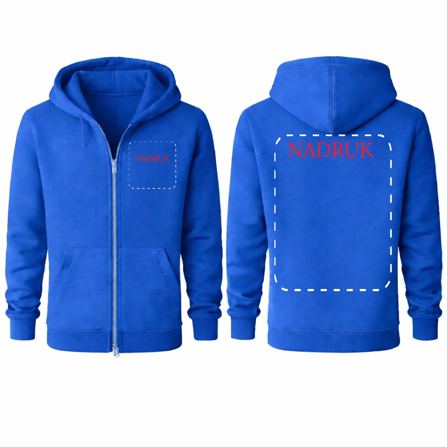 bluza reklamowa męska z kaputrem rozpinana z kapturem niebieski