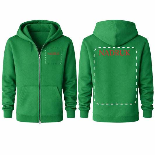 bluza reklamowa męska z kaputrem rozpinana z kapturem zielona
