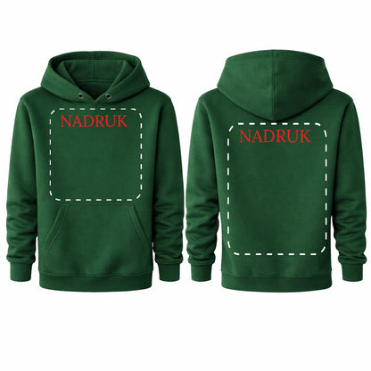 Bluza reklamowa dla firm z logo kangurka z kapturem 290g Butelkowy Zielony