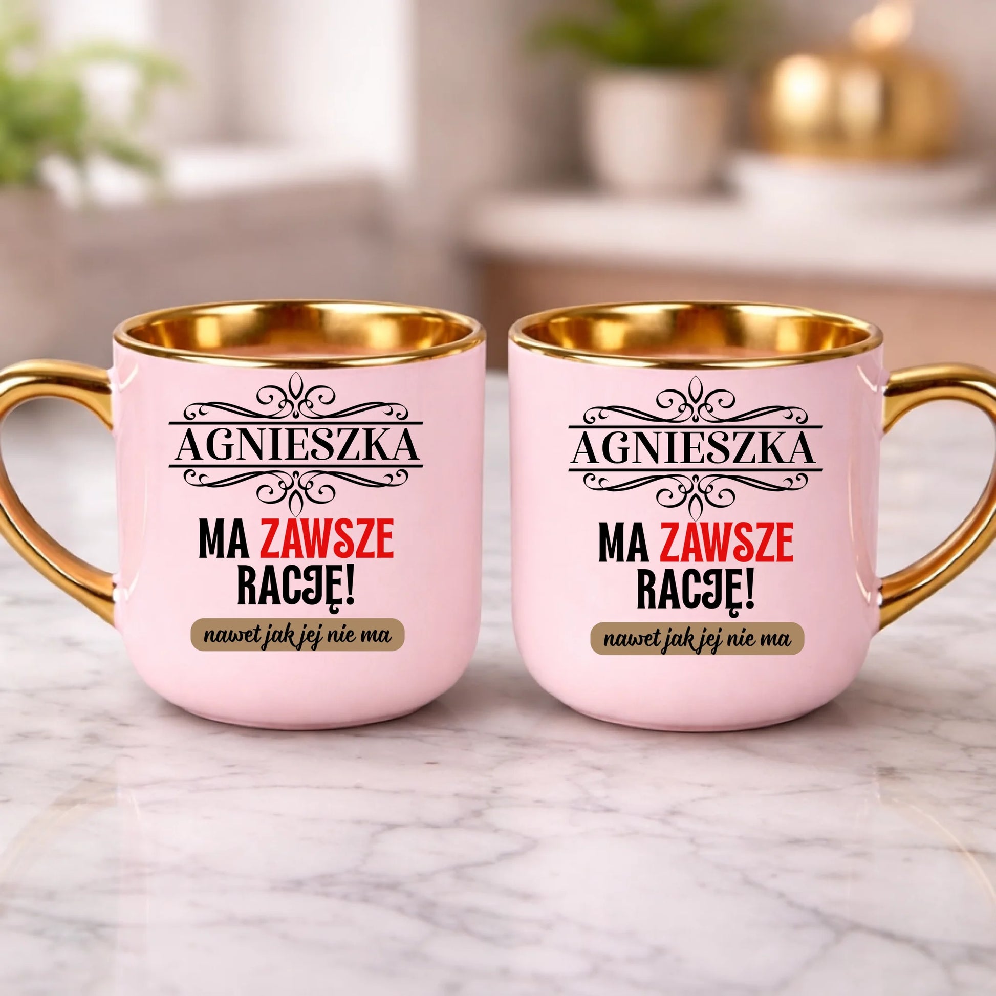 kubek z własnym nadrukiem 400ml personalizowane prezenty pl różowy