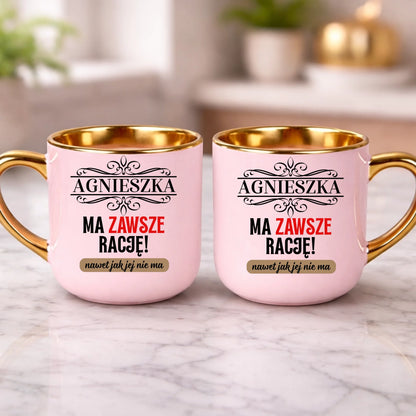 kubek z własnym nadrukiem 400ml personalizowane prezenty pl różowy