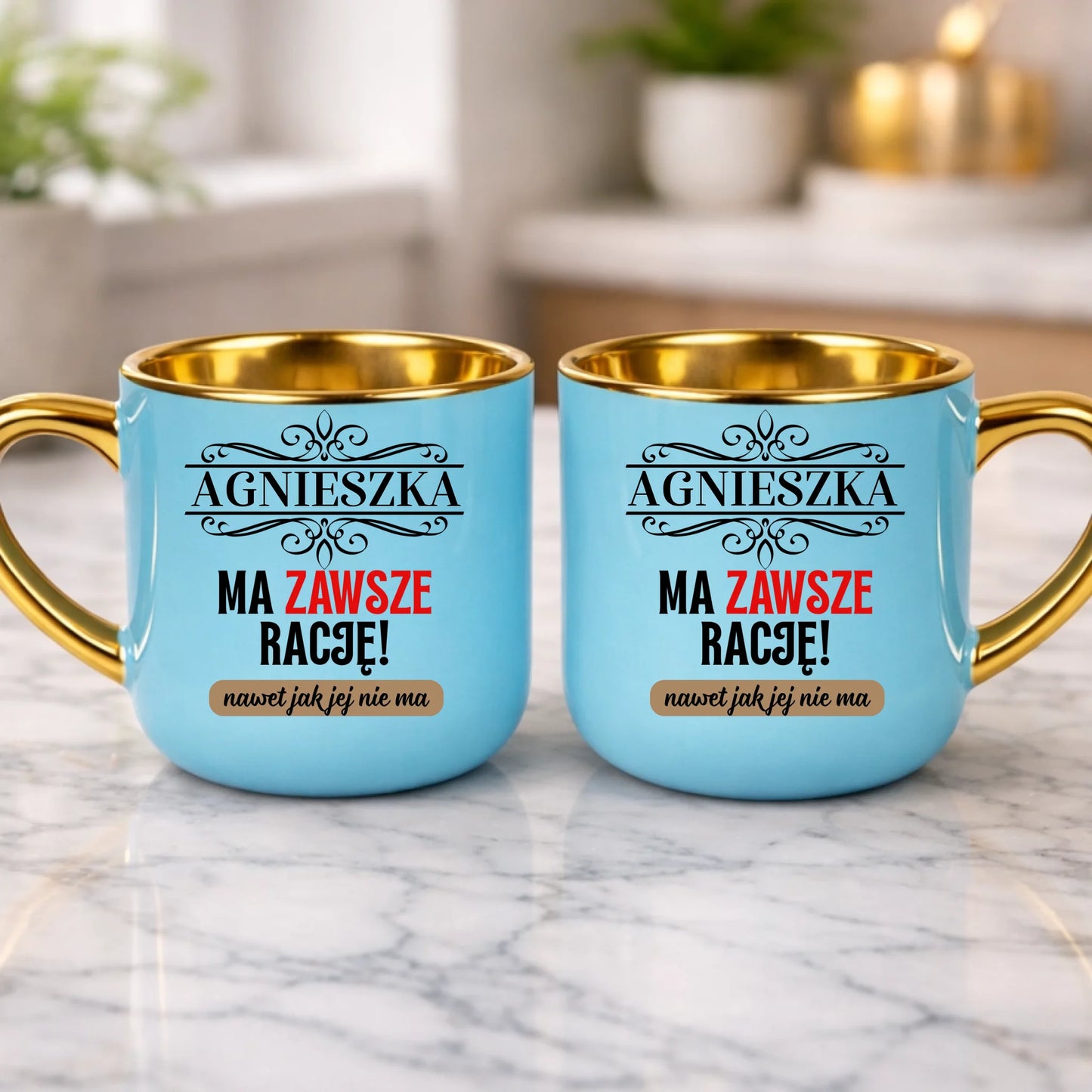 kubek z własnym nadrukiem 400ml personalizowane prezenty pl niebieski