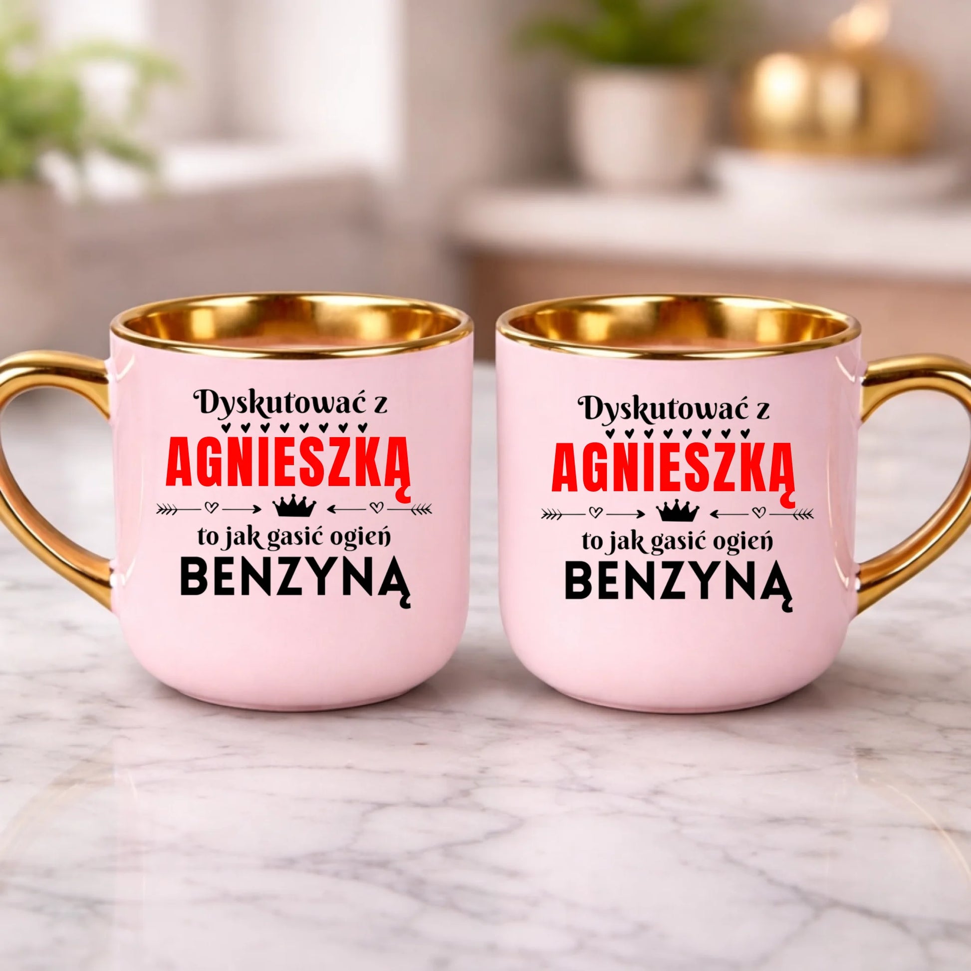 kubek z własnym nadrukiem 400ml personalizowane prezenty pl różowy