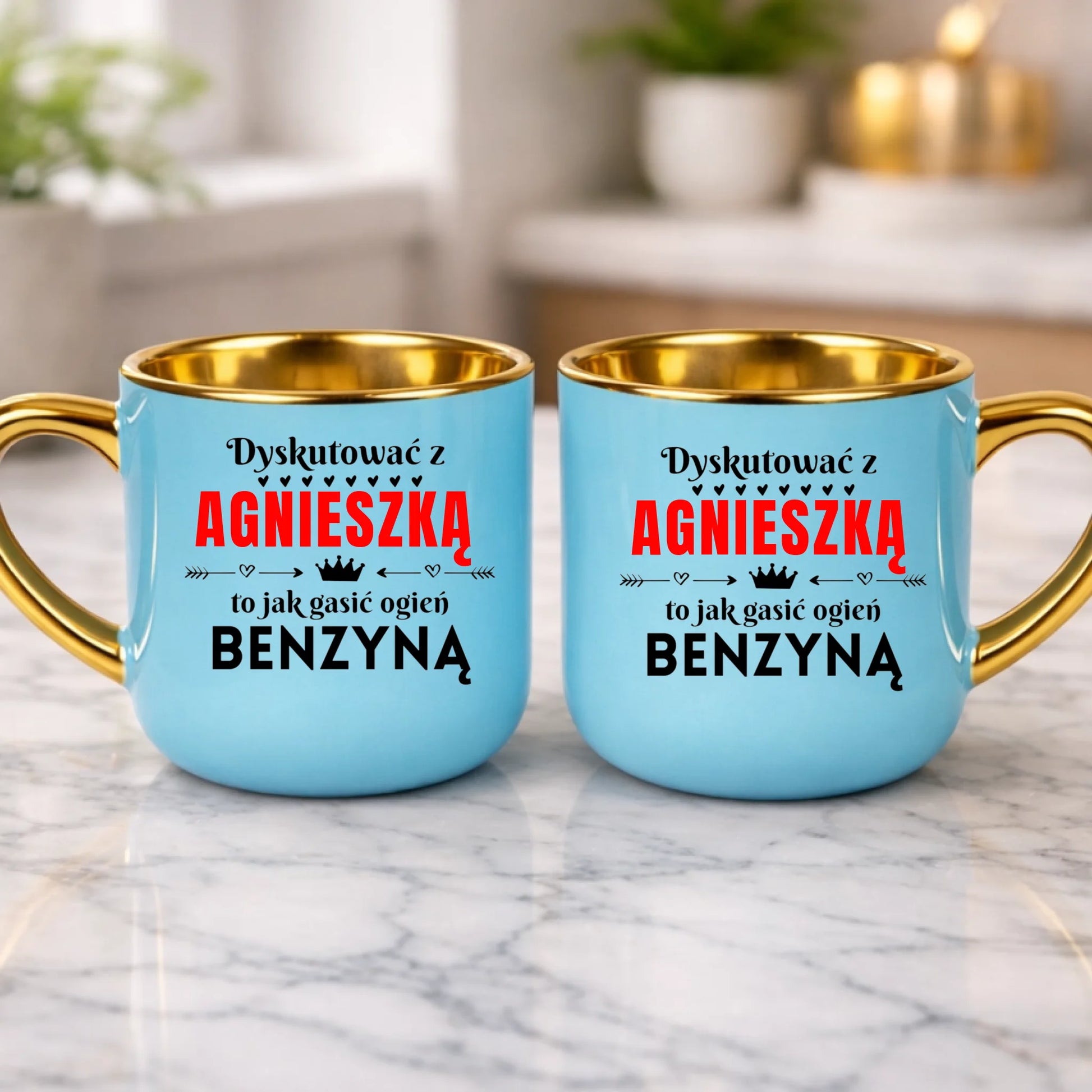 kubek z własnym nadrukiem 400ml personalizowane prezenty pl niebieski