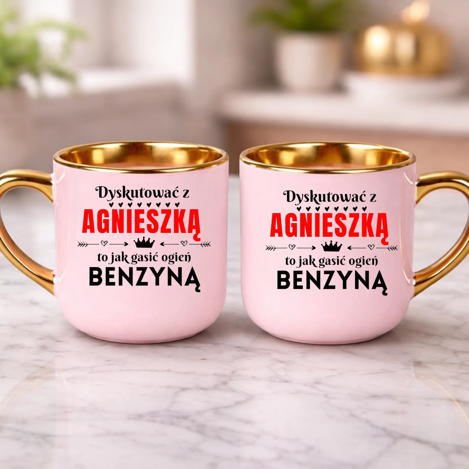 kubek z własnym nadrukiem 400ml personalizowane prezenty pl różowy