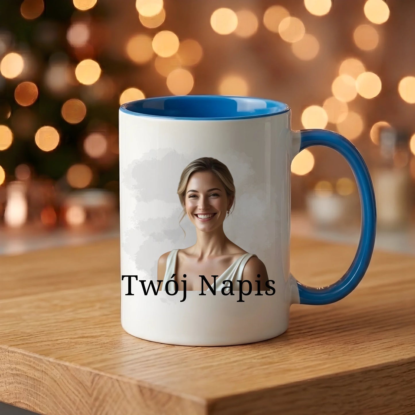 kubek z własnym nadrukiem 330ml personalizowane prezenty pl niebieski